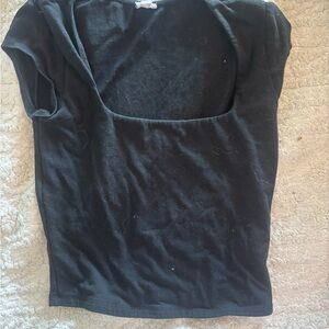 old garage Black Square Neck Short Sleeve Top